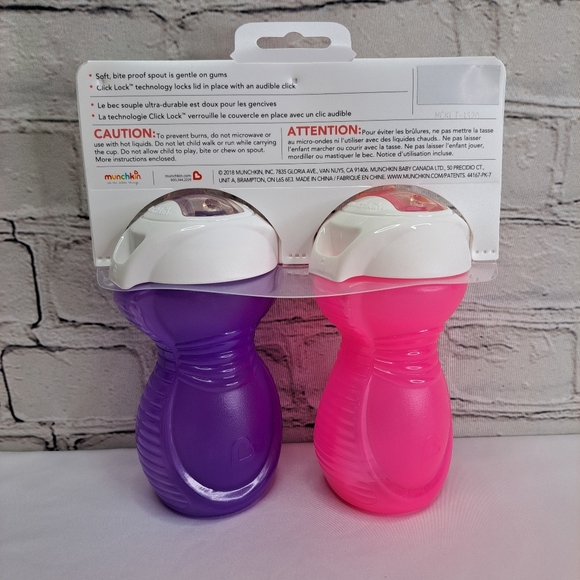 'MUNCHKIN' CLICK~LOCK BITE~PROOF SPILL PROOF LEAK PROOF 2-PACK SIPPY CUPS - Picture 3 of 11
